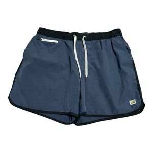 Vuori Banks Shorts Men’s L Azure Linen Texture 5” Inseam Stretch Waist